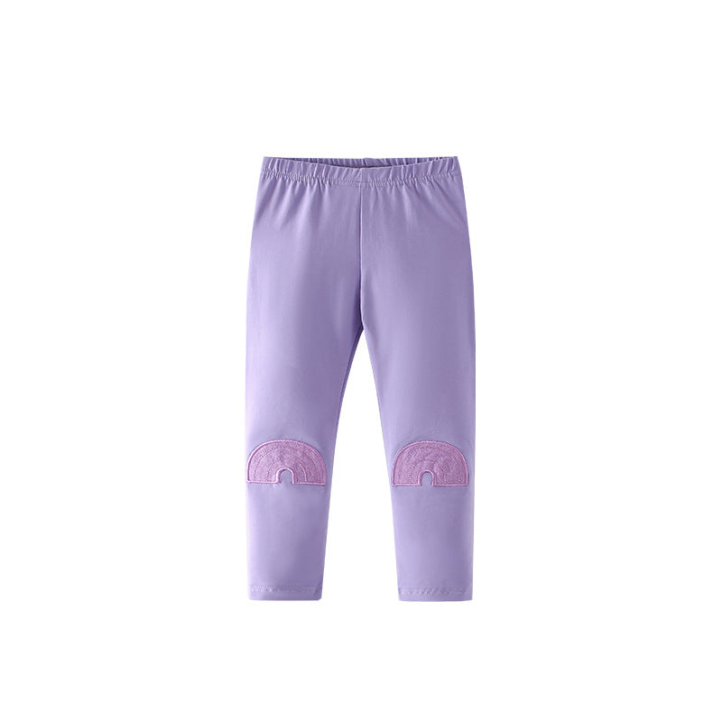 Autumn Arrival Baby Kids Girls Rainbows Pattern Casual Pants, MyKids-USA®, Trousers, MyKids-USA - Size/Age - 100 (2-3Y) - Color - Purple -  -  - TR2509182313-A.