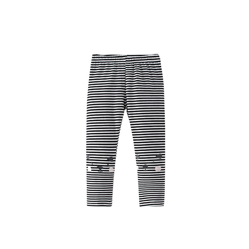 Autumn Arrival Baby Kids Girls Cartoon and Striped Pattern Casual Pants, MyKids-USA®, Trousers, MyKids-USA - Size/Age - 100 (2-3Y) - Color - Black -  -  - TR2509182322-A.