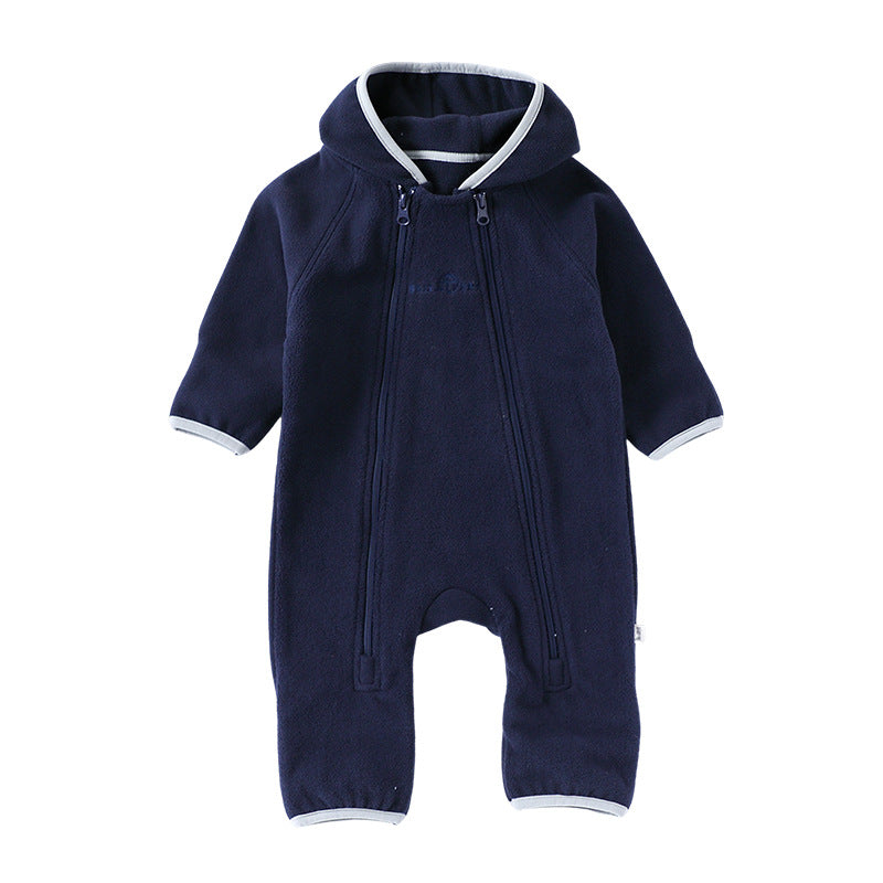 Winter Arrival Baby Unisex Long Sleeves Solid Color Letters Pattern Zip-up Rompers, MyKids-USA®, Baby One-Pieces, MyKids-USA - Size/Age - 66 (3-6M) - Color - Navy Blue (Dark Blue) -  -  - TR2509182221-C.