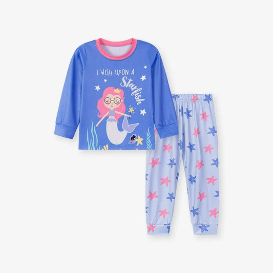 MyKids-USA Spring and Autumn Baby Kids Girls Marine Cartoon Pattern Long Sleeves Pajamas Set, MyKids-USA®, Baby & Toddler Sleepwear, MyKids-USA - Size/Age - 90 (12-24M) - Color - Blue -  -  - TR2508282158-A.