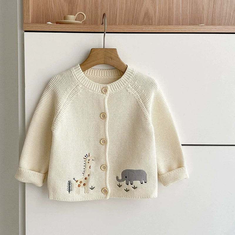 Autumn Arrival Baby Unisex Comfortable Animals Cartoon Embroidery Pattern Knitted Long Sleeves Cardigan, MyKids-USA®, Cardigans, MyKids-USA - Size/Age - 66 (3-6M) - Color - Beige -  -  - TR2507212132-A.