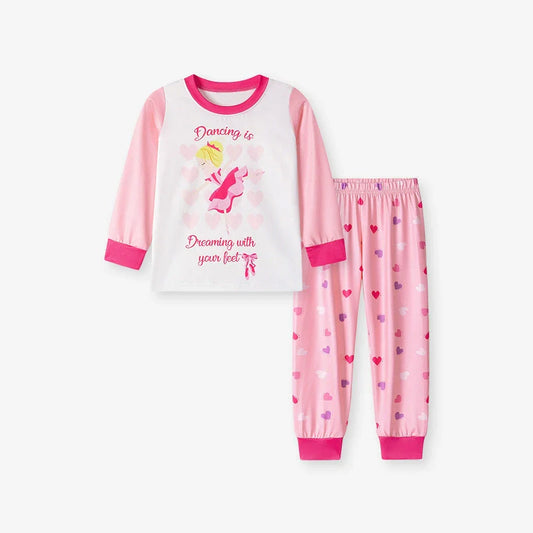 MyKids-USA Spring and Autumn Baby Kids Girls Cartoon Pattern Long Sleeves Pajamas Clothing Set, MyKids-USA®, Baby & Toddler Sleepwear, MyKids-USA - Size/Age - 90 (12-24M) - Color - Pink -  -  - TR2508282152-A.
