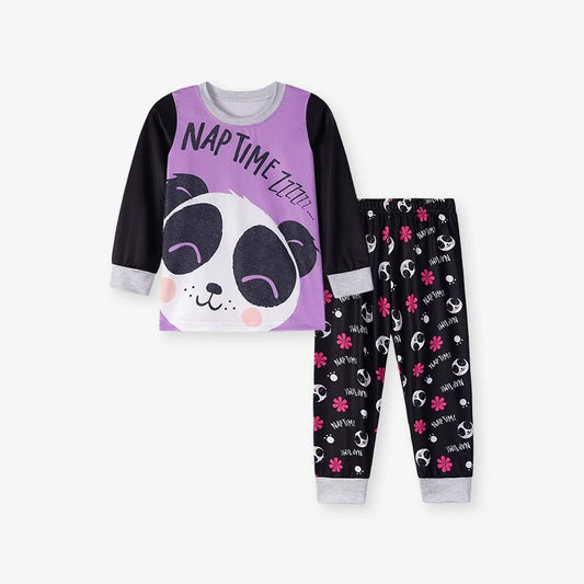MyKids-USA Spring and Autumn Baby Kids Girls Panda Cartoon Pattern Casual Pajamas Set, MyKids-USA®, Baby & Toddler Sleepwear, MyKids-USA - Size/Age - 90 (12-24M) - Color - Purple -  -  - TR2508312325-A.