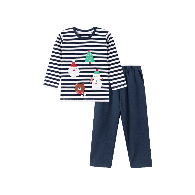 Spring and Autumn Boys Christmas Cartoon Pattern Long Sleeves Striped Clothing Set, MyKids-USA®, Baby & Toddler Outfits, MyKids-USA -  -  -  -  -  -  - .