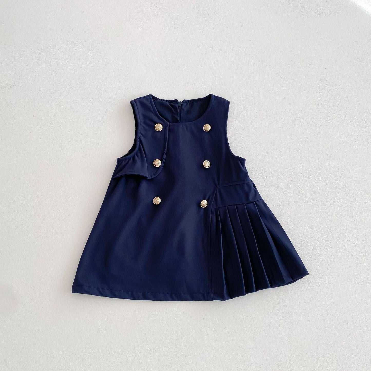 Spring and Autumn Kids Girls Solid Color Beige Long Sleeves Single Breasted Shirt or Preppy Dress Clothing Set, MyKids-USA®, Baby & Toddler Dresses, MyKids-USA - Size/Age - 90 (12-24M) - Color - Blue -  -  - TR2509142313-B.