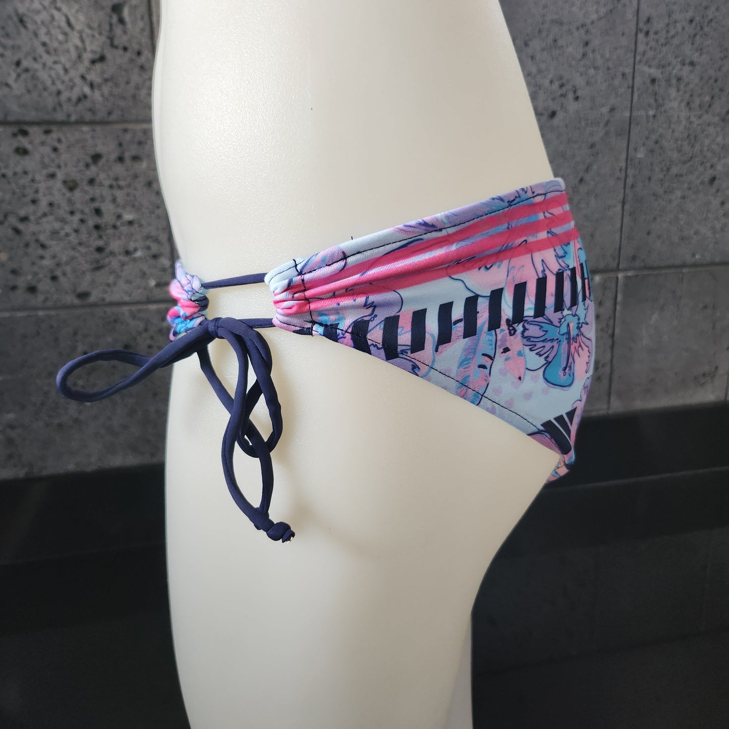Loco Boutique Woman's Watercolor Hibis Reversible Keyhole Gather Bikini