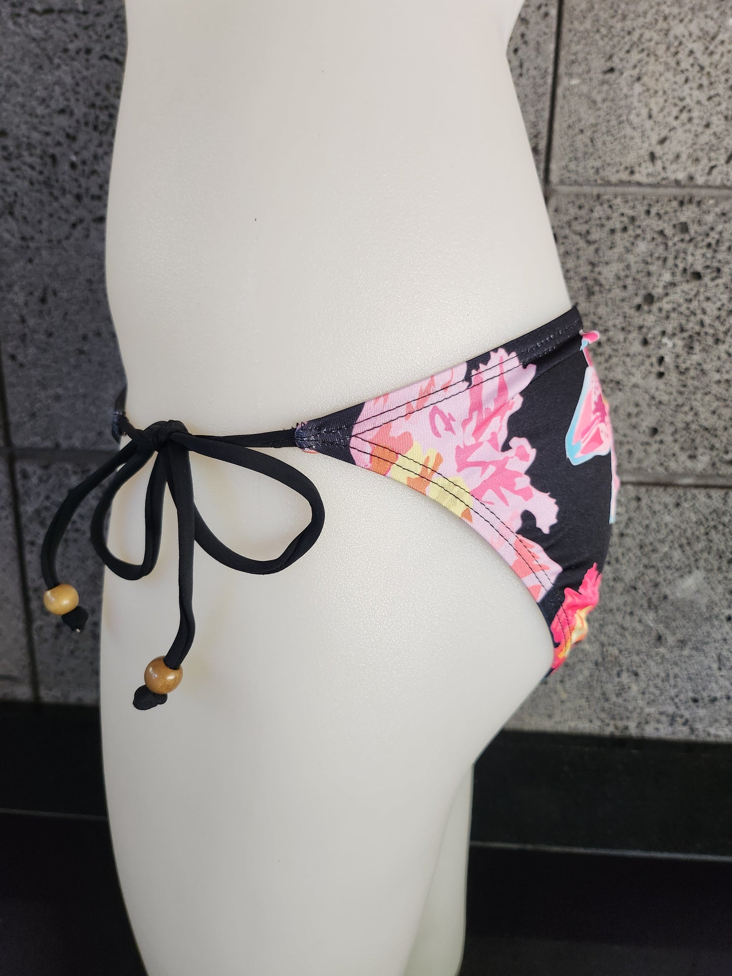 Loco Boutique Woman's Tropical Orchid Cinched Back Side Ties Bikini Bottom