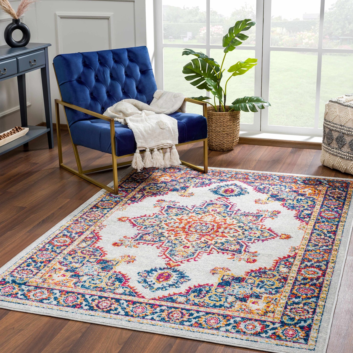 Istanbul Medallion Orange Area Carpet - Clearance