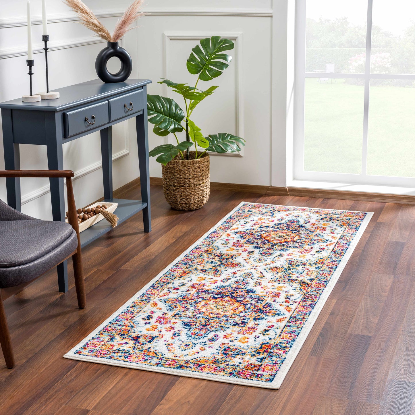 Istanbullu Blue & Orange Area Carpet - Clearance