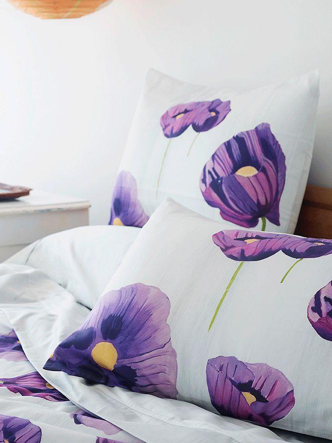 Sham: Purple Poppies on Snow