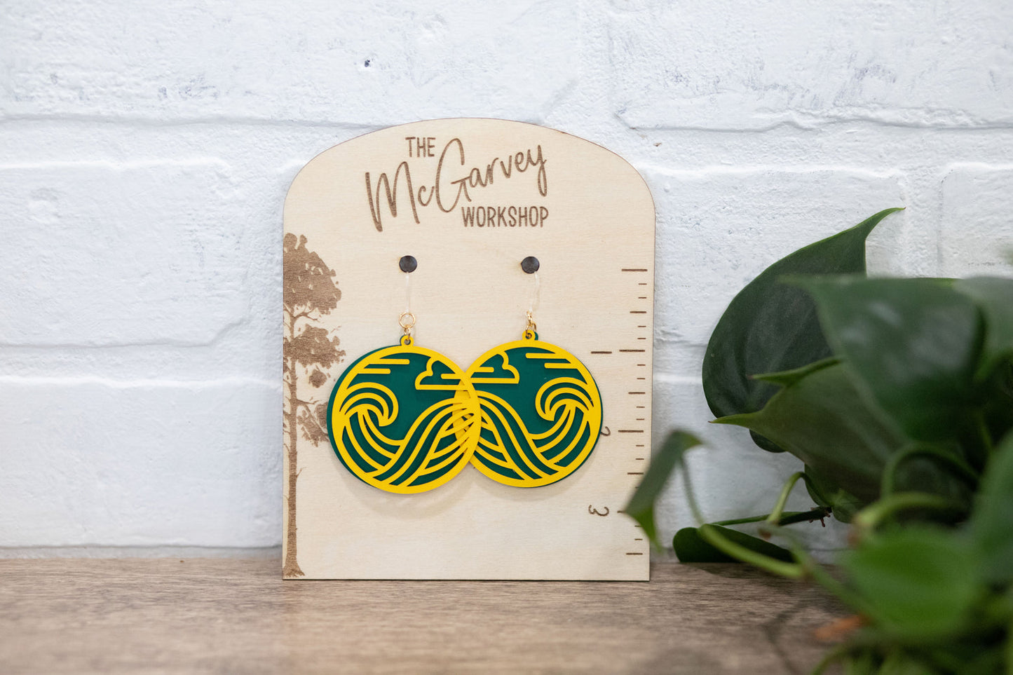 Wave Dangle Earrings, Circle Wave Earrings, Plastic Earrings, Hypoallergenic