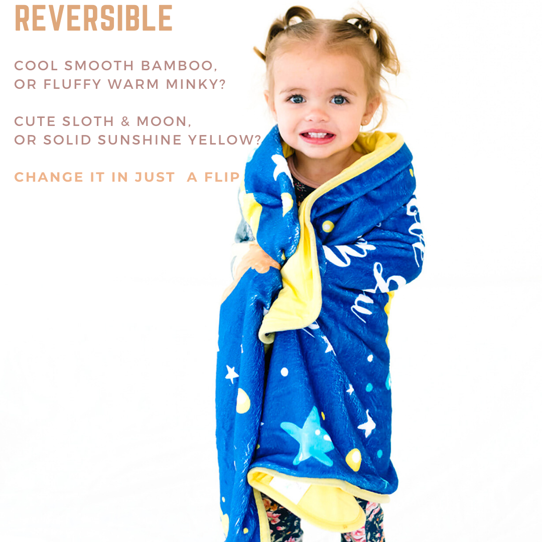 Baby  Minky Sloth Blanket -  Double Layers - I Love You to the Moon and Back