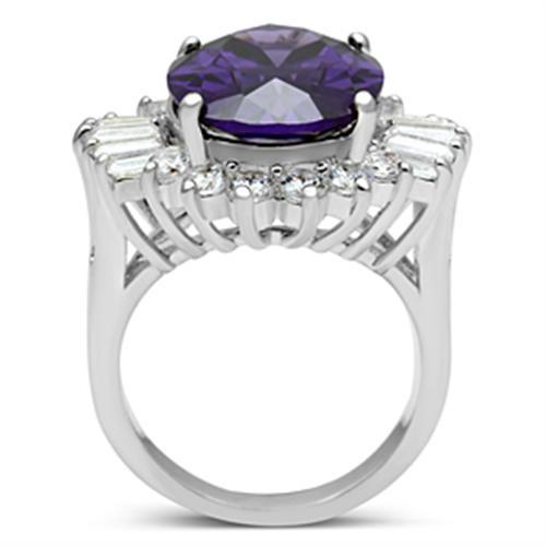 SS001 - Silver 925 Sterling Silver Ring with AAA Grade CZ  in Amethyst