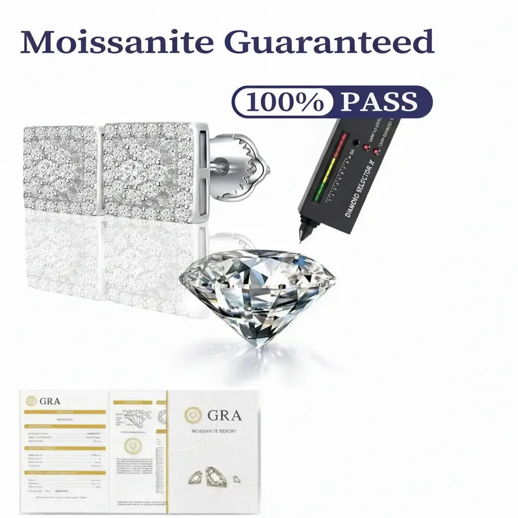 Sterling silver moissanite stud earrings Diamond Earrings S925