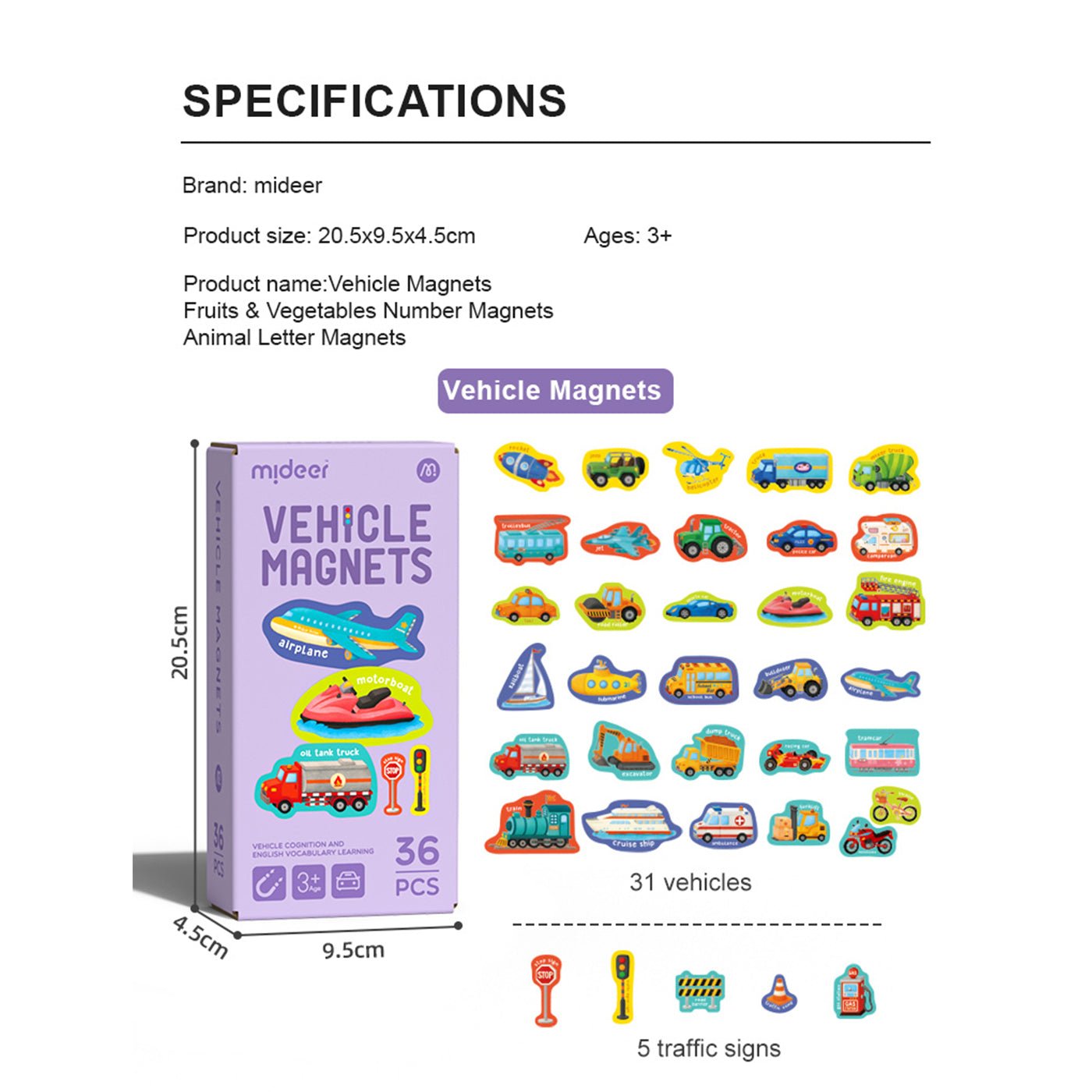 Transportation Magnets 36pcs