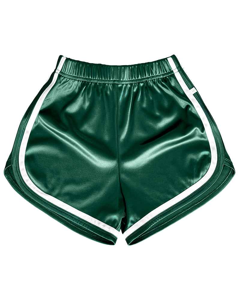 Vintage Satin Running Shorts  – Women's Retro Track Shorts with White Trim